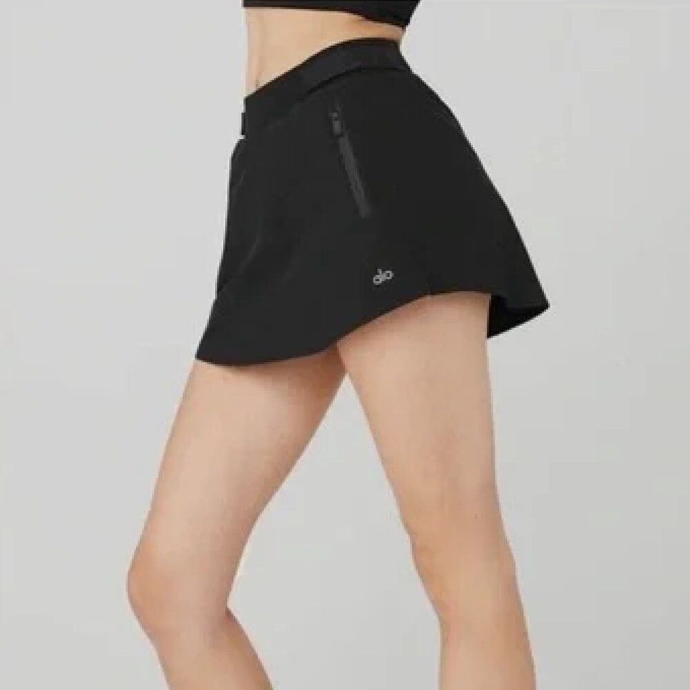 Alo Black High Waist Elevation Tennis Skirt